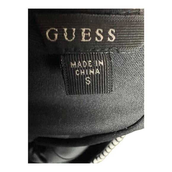 Guess Striped Peplum Top with Choker Neckline White/Black Women's S Casual Chic - Picture 8 of 10